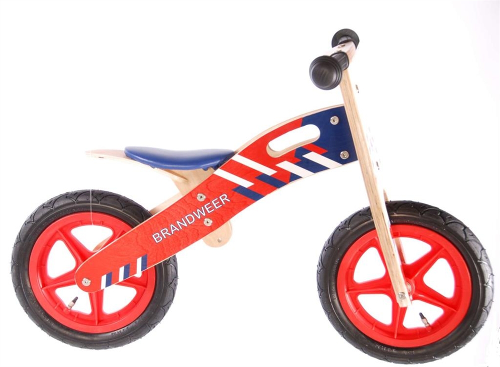 Complex Geld rubber kiem Yipeeh houten loopfiets Brandweer 12 inch Blauw goedkoop